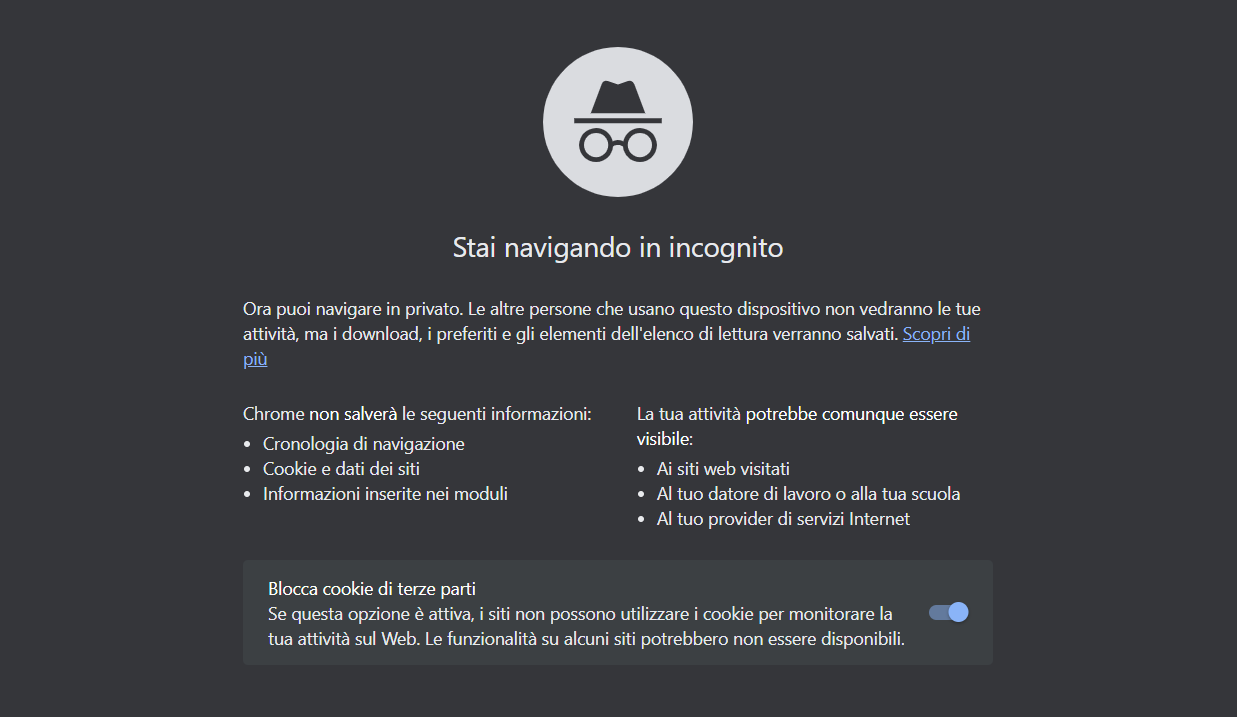 4. Naviga in incognito per tutelare la privacy